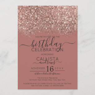 Invitation Dusty Rose Gold Parties scintillant Confetti Anniv