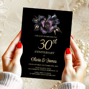 Invitation Dusty rose gris floral 30e anniversaire de Mariage
