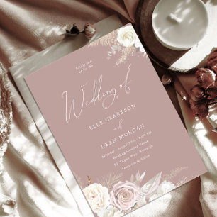 Invitation Dusty Rose ivoire Floral Élégant mariage
