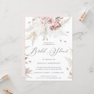 Invitation Dusty Rose & ivoire Floral Grande Fête des mariées