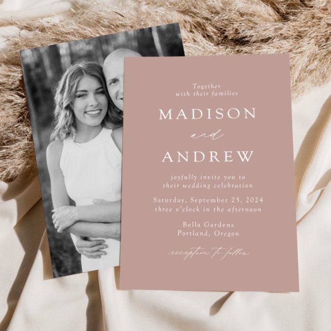 Invitation Dusty Rose Modern Elegance Mariage photo (Créateur téléchargé)