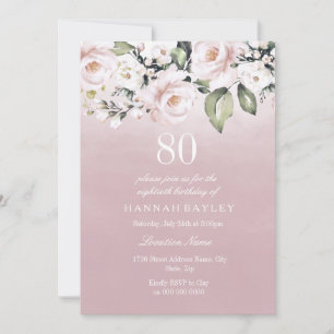 Invitation Dusty Rose rose Blush femmes 80e fête d'anniversai