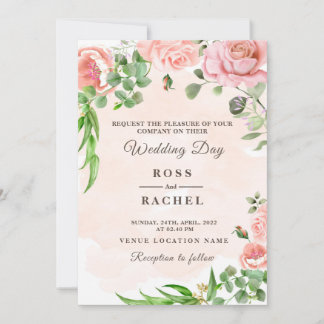 Invitation Dusty Rose rose et or Floral Mariage I
