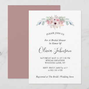 Invitation Dusty Rose Rustic Eucalyptus Fête des mariées