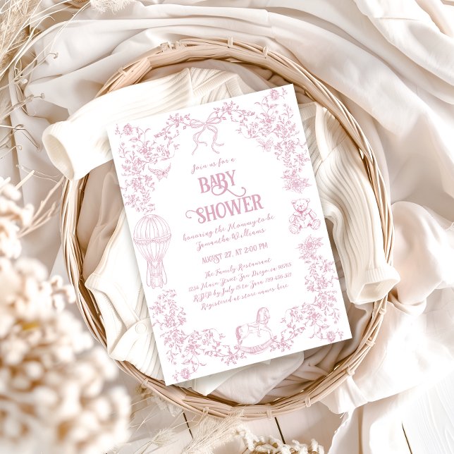 Invitation Dusty rose Whimsical Floral Baby shower fille (Créateur téléchargé)