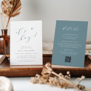 Invitation Dusty Turquoise "C'est un garçon" tout en un Baby 
