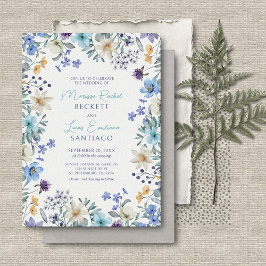 Invitation Dusty Turquoise Lavender Mariage Fleur sauvage