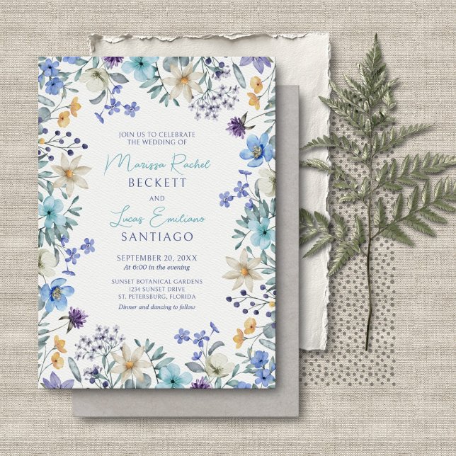 Invitation Dusty Turquoise Lavender Mariage Fleur sauvage (Créateur téléchargé)