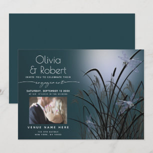 Invitation Dusty Turquoise Llow Fiançailles Lune Lune Lune li