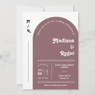 Invitation Dusty Violet Retro Arch Photo QR Code RSVP Super