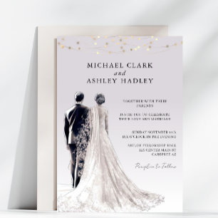 Invitation Dusty violet traditionnel mariée Mariage de chambr