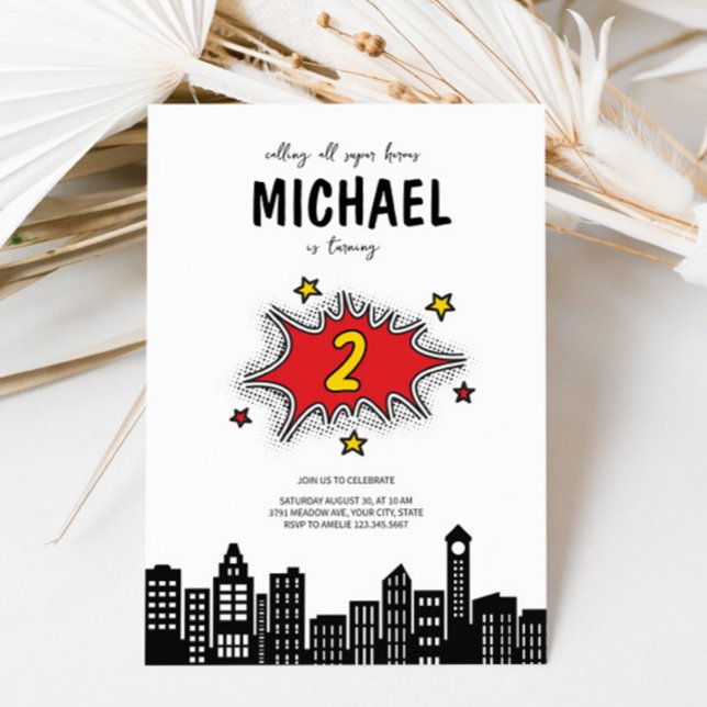 Invitation dynamique Superhero 2e anniversaire (Créateur téléchargé)