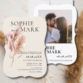 Invitation Earth Tone Boho Pampas Grass Minimalist With Photo