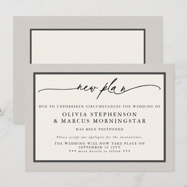 Invitation Earthtone Champignon - Événement moderne reporté (Devant / Derrière)