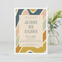 Earthy Boho Abstrait Wavy Swirl Pastel Mariage