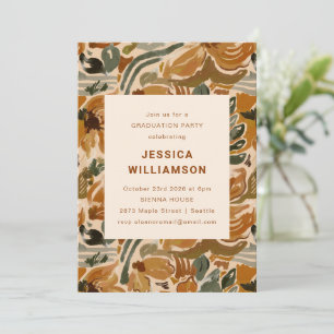 Invitation Earthy Boho Botanical Elegant Graduation Party