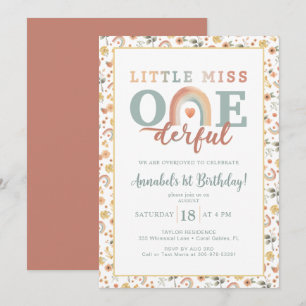 Invitation Earthy Boho Rainbow Onederday 1er anniversaire