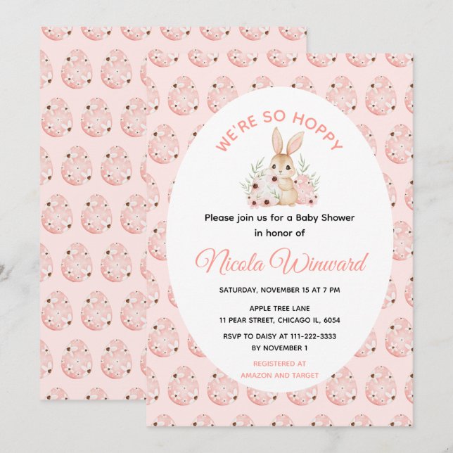 Invitation Easter Bunny Baby Shower (Devant / Derrière)