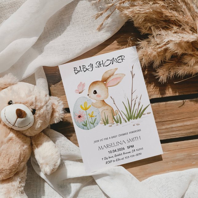 Invitation Easter Bunny Baby Shower - Cute Pastel Bunny  (Créateur téléchargé)