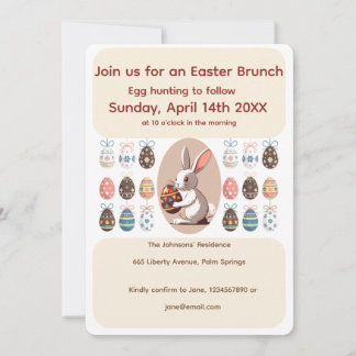 Invitation Easter Bunny with Eggs