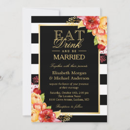 Invitation EAT Boire et être marié Gold Automne Mariage de au