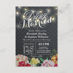 Invitation EAT Boire et être marié String Light Chic Floral