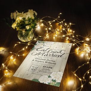 Invitation EAT Drink & Be Marié Fleurs de mariage Lumières de