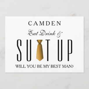 Invitation Eat Drink & Suitup Gold Serez-vous mon meilleur
