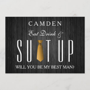 Invitation Eat Drink & Suitup Gold Serez-vous mon meilleur