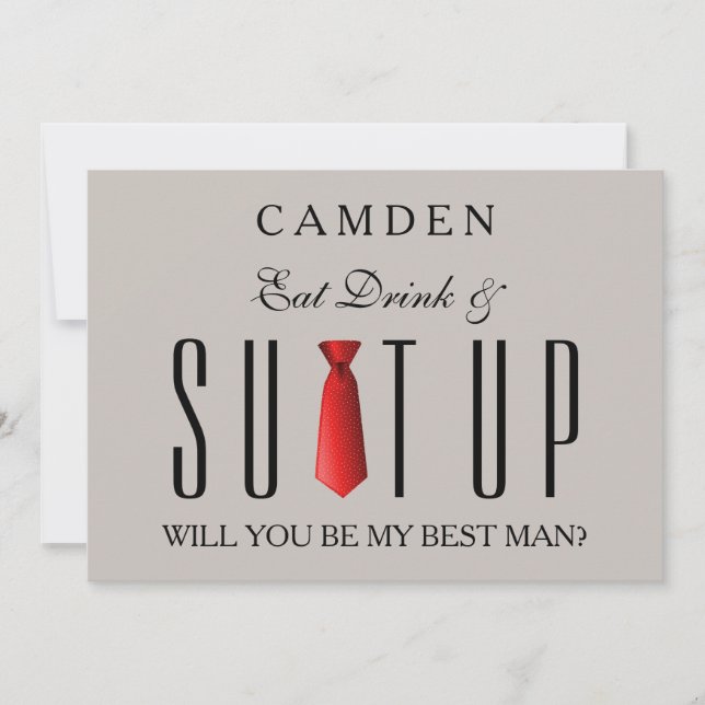 Invitation Eat Drink & Suitup Rouge Serez-vous mon meilleur (Devant)