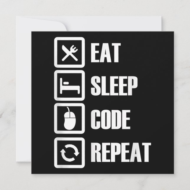 Invitation Eat Sleep Code Répétition Coding Programmer Ingéni (Devant)
