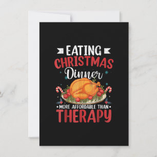 Invitation Eating Christmas Dinner Funny Merry Xmas Santa Gra