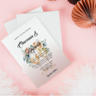 Invitation Eau couleur Albâtre Dusty rose Roses Mariage