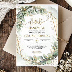 Invitation Eau-couleur eucalyptus feuilles et renouvellement 