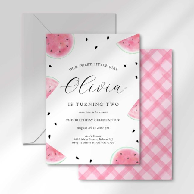 Invitation Eau de l'été Aquarelle Pastèque Fruit Anniversaire (Créateur téléchargé)