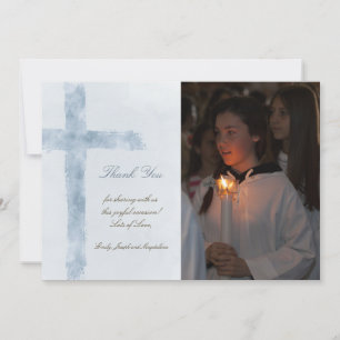 Invitation eau de première communion aquarelle croix bleue me