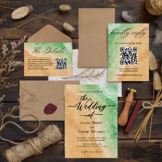 Invitation Eau de sable et de couleur verte sur la plage de S