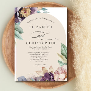 Invitation Eau-forte florale élégante lavande pour mariage