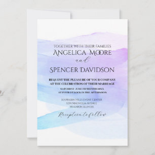Invitation Eau minimaliste élégante violet bleu mariage