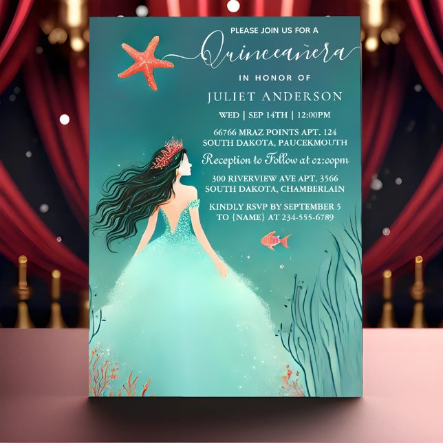 Invitation Eau Océan Poisson Vie Sous La Mer Quinceanera (Créateur téléchargé)