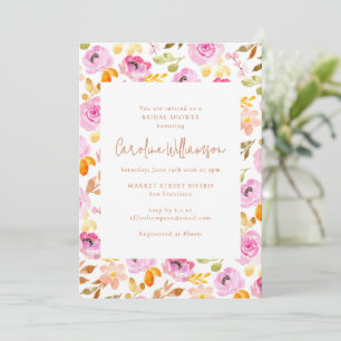 Invitation Eau rose d'été Jardin Fête des mariées florale