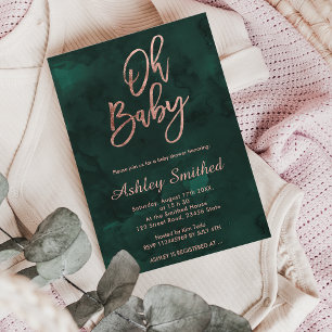 Invitation Eau verte profonde moderne chic Oh baby shower