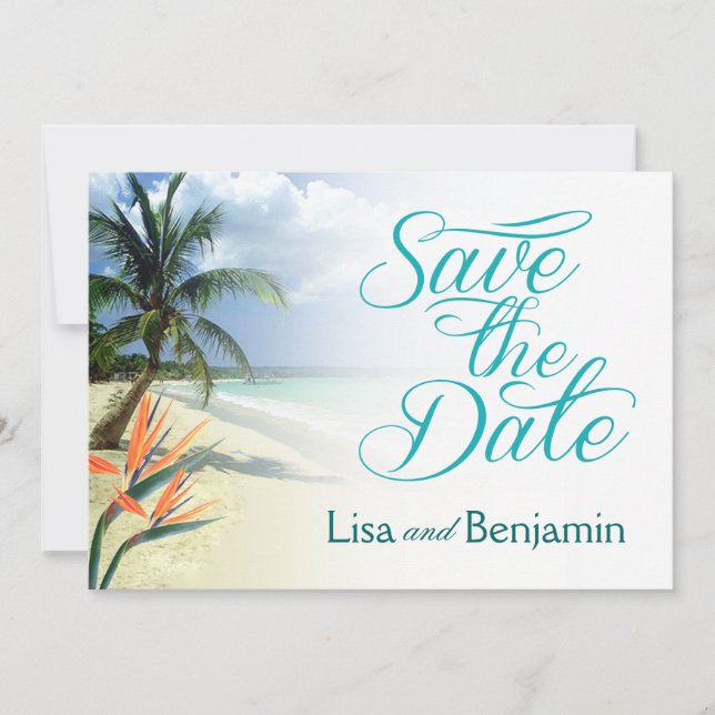 Invitation Eaux émeraude Plage Jamaïcaine Sauvegarder la date (Devant)