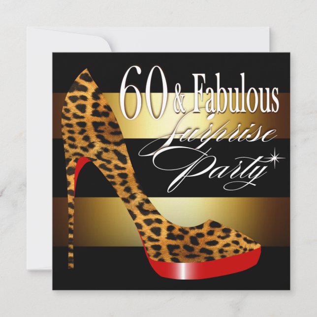Invitation Ebony Leopard Stiletto Stripes 60 & Fabulous (Devant)