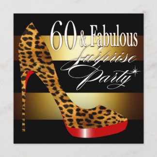 Invitation Ebony Leopard Stiletto Stripes 60 & Fabulous