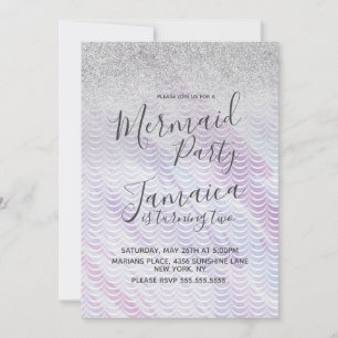 Invitation Écaille de Sirène Fausse Paillettes Violet Anniver