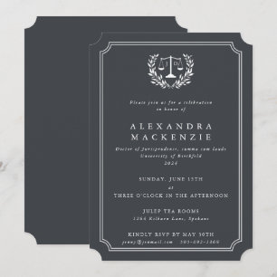 Invitation Écales de droit JD grises/blanches + Couronne de l