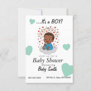 Invitation Écart de baby shower du prince noir