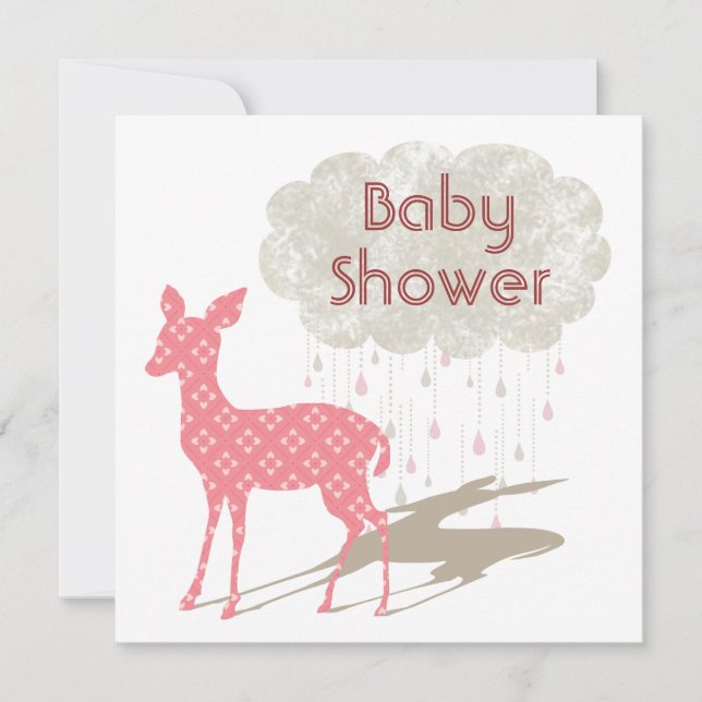 Invitation Écart de Baby shower en bambou rose (Devant)