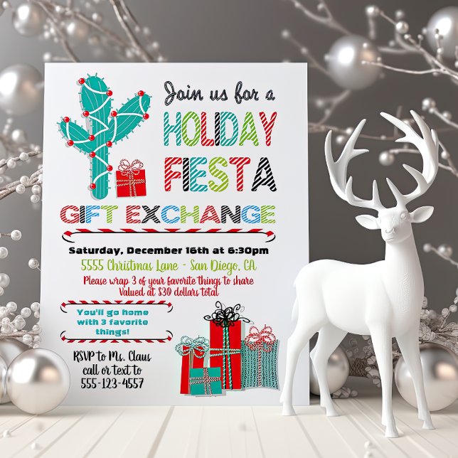 Invitation Échange cadeau de Noël Fiesta mexicaine (Créateur téléchargé)